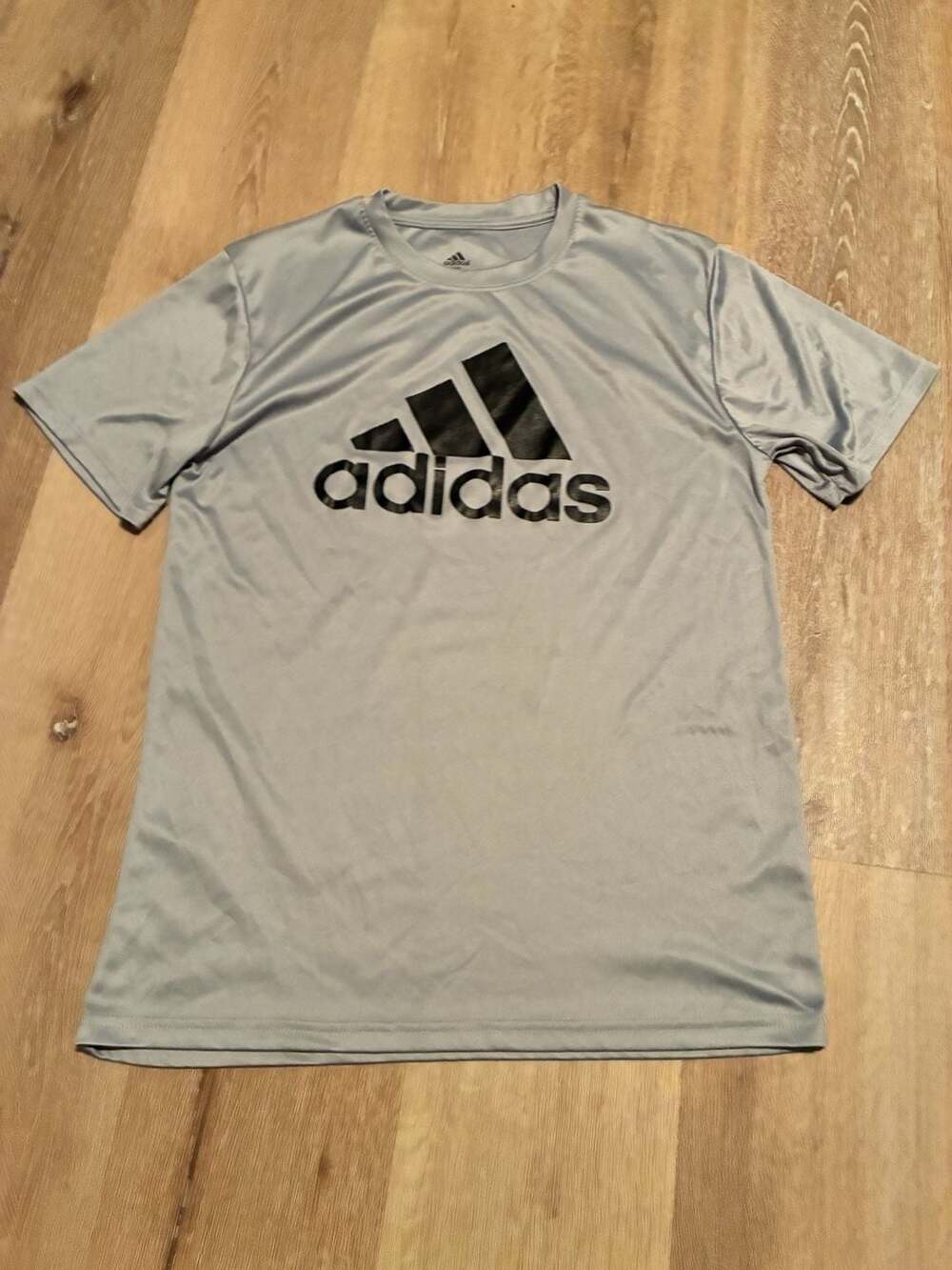 Adidas Logo T-Shirt Size L Gray Polyester Athletic Top